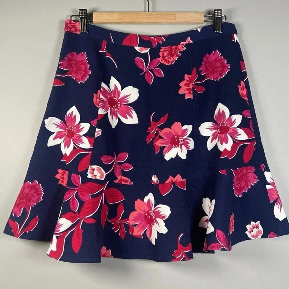 Draper James Darlington Floral Skirt Size 6 Navy‎ Blue Pink Tropical Resort - Picture 2 of 10